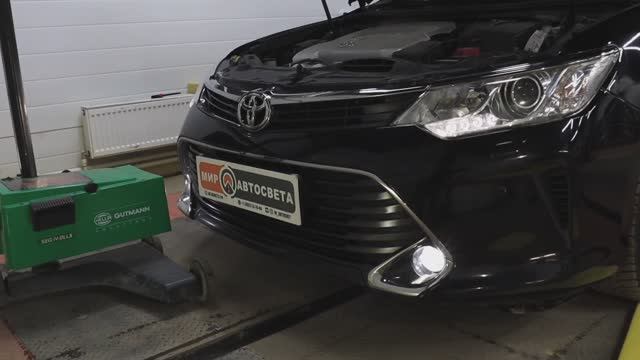 Светодиодные линзы Optima F-PRO в ПТФ на Toyota Camry V55 смотреть онлайн