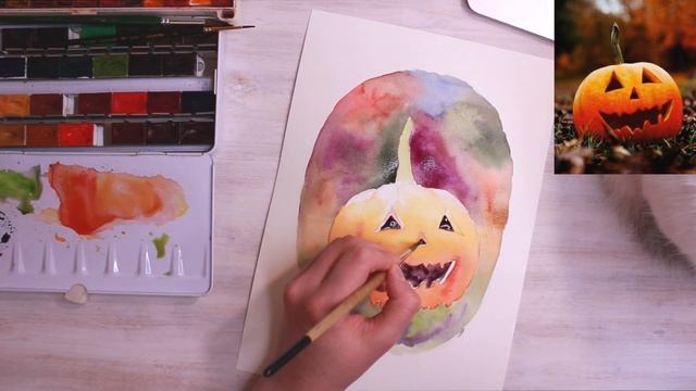 Тыква. Акварельный скетч из марафона от 2balkona / Speed Paint смотреть онлайн