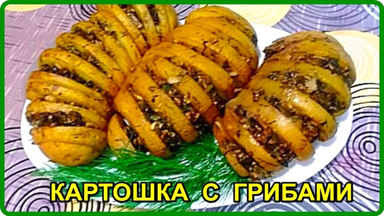 Вкуснейшая Картошечка -- ГАРМОШКА -- очень вкусный рецепт картошки с грибами в духовке смотреть онлайн