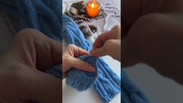 Как вставить нитку-резинку в вязаное полотно  #_pautinka_knit
