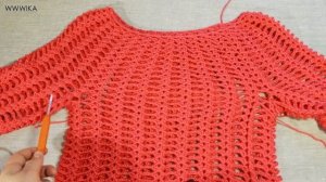 Как связать крючком ажурный джемпер  Туника крючком Вяжем по схемам 3 часть
