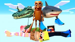 😱НА 1 БЛОКЕ БОМБАРДИРО КРОКОДИЛО ТУНГ ТУНГ САУР ТРАЛАЛЕРО ТРАЛАЛА В МАЙНКРАФТ! ШЕДИ MINECRAFT