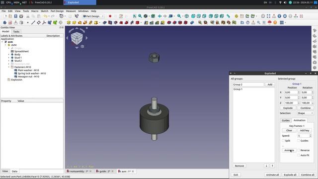 FreeCAD: Exploded view | Разнесенный вид смотреть онлайн