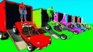 Мультики про Цветные Машинки Человек Паук Супергерои Грузовики для Детей