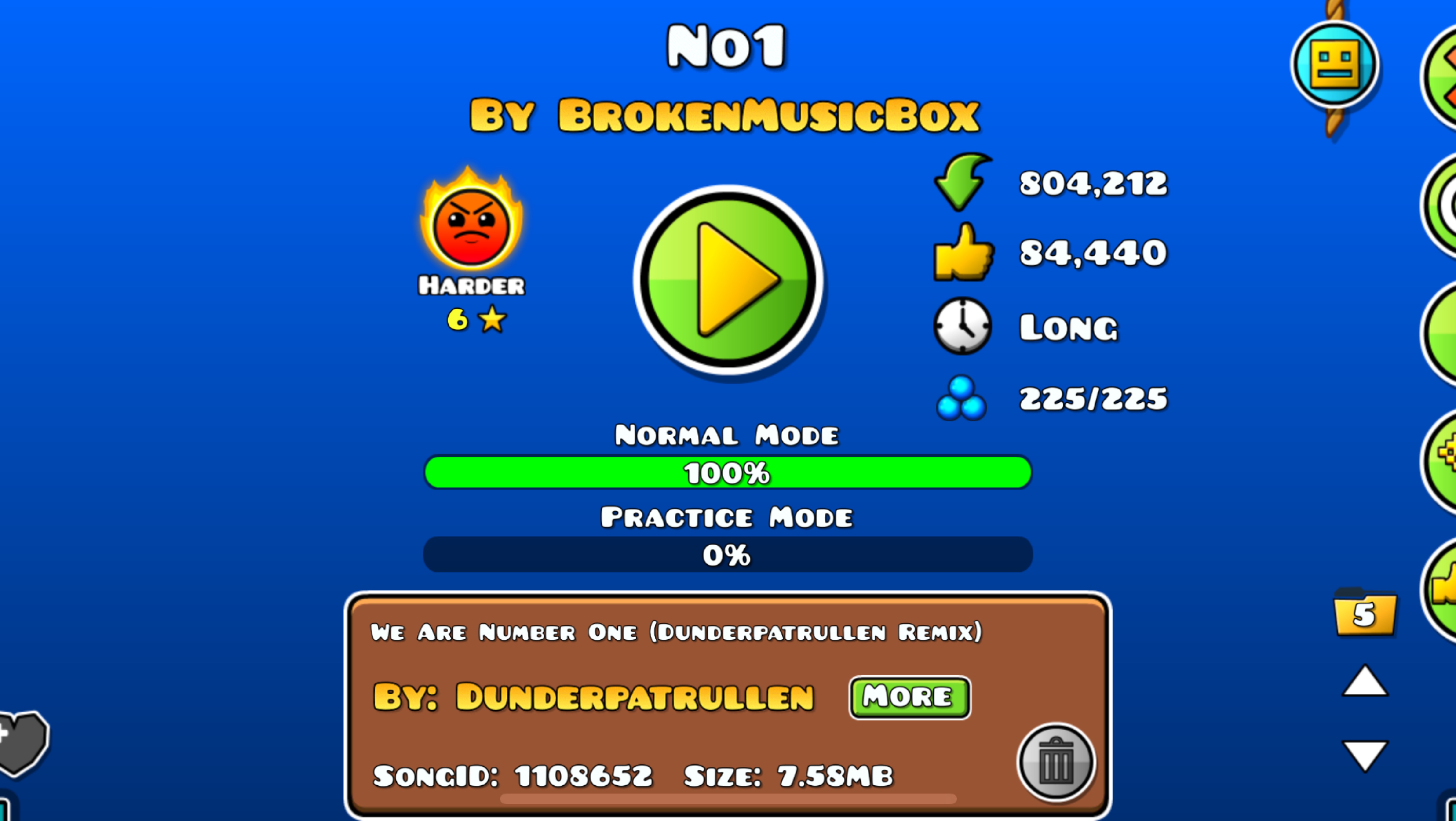 No1 By BrokenMusicBox Geometry Dash Level 100%