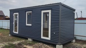 Дачный домик Люкс вагончик бытовка блок контейнер металлический 6 метровый в цвете Графит