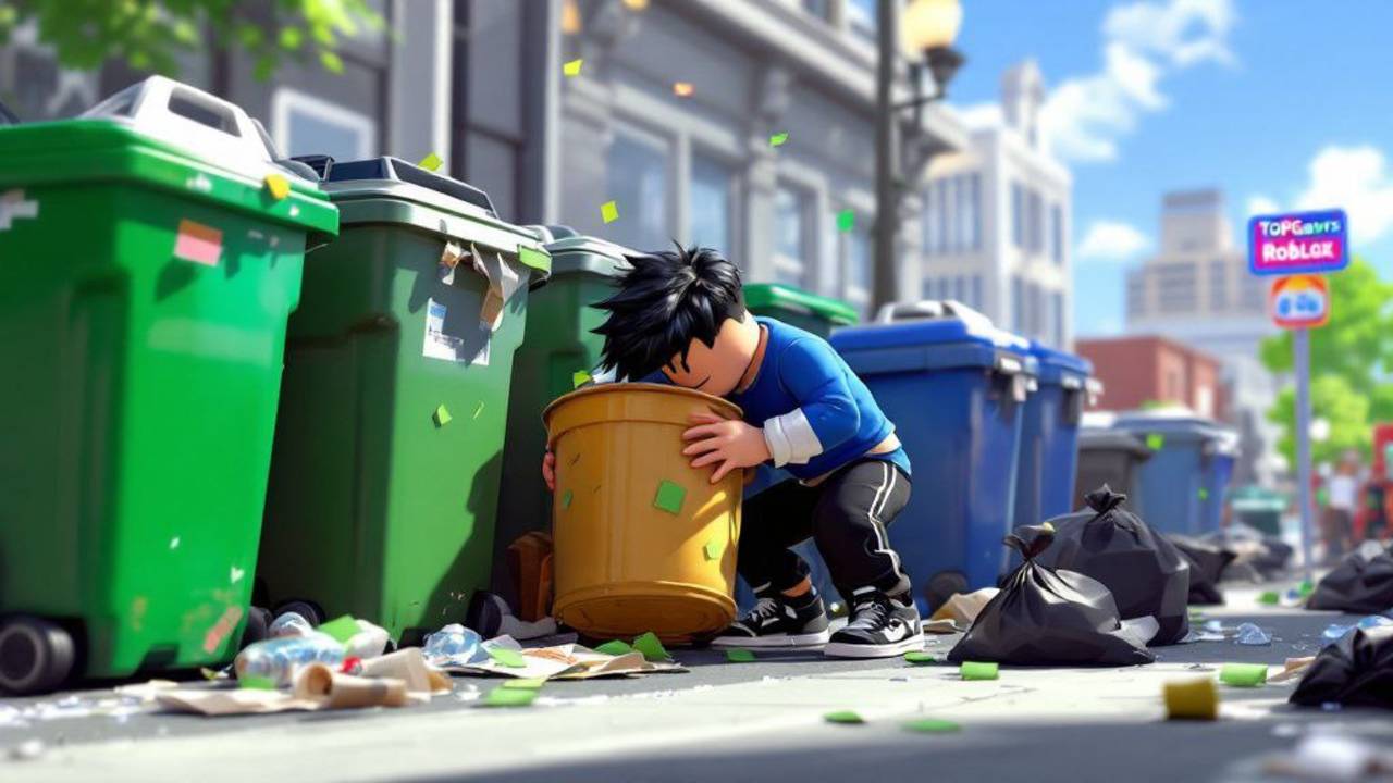 Пытаемся заработать собирая мусор в Roblox смотреть онлайн