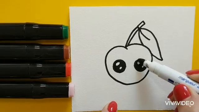 How to Draw A Lucky Cherry? Kawaii Cherry / Step by Step / Рисуем вишенку смотреть онлайн