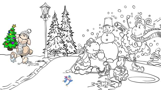 Баранчик Шон с друзьями. Коньки, рыбалка и веселье. Рисуем вместе. смотреть онлайн