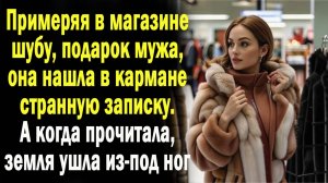 Примеряя в магазине шубу, подарок мужа, она нашла в кармане записку. А когда прочитала
