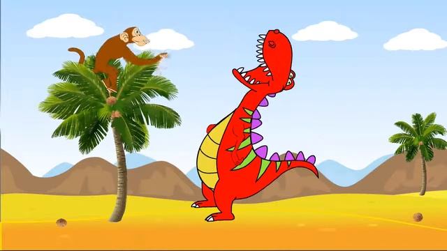 Мини-Мультик про обезьянку Маню и динозаврика Рекса! Dinosaur Reks and monkey Manya | animation смотреть онлайн