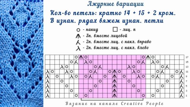 Узор 189. Вязание спицами. Ажурные вариации. Схема узора. Knitting. смотреть онлайн