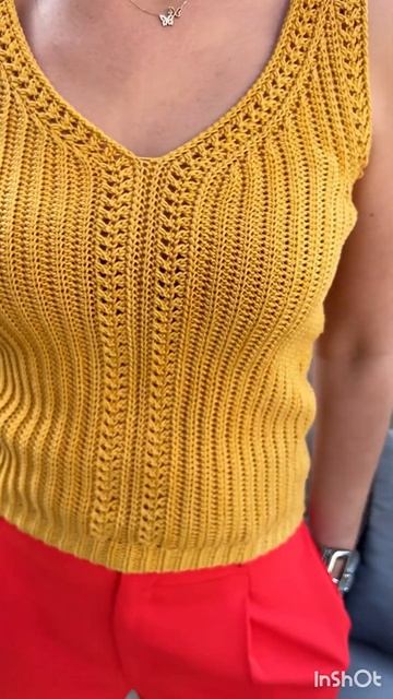 Хит этого лета! Майка крючком #crochet #fashion #handmade #knitting #yarn смотреть онлайн
