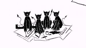 Анимационный ролик по сюжету скороговорки ( четыре чёрненьких чумазеньких чертёнка... )