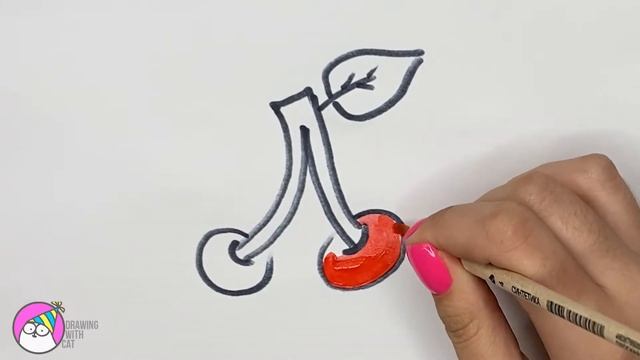 Bolalar uchun rasm chizish gilos Легкий рисунок для детей вишенки | drawing of cherry for children смотреть онлайн