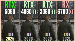 RTX 5060 vs RTX 4060 TI vs RTX 3060 TI vs RX 6700 XT - Test in 20 Games
