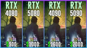 RTX 4080 vs RTX 5080 vs RTX 4090 vs RTX 5090 - Test in 25 Games