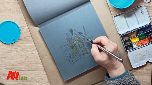 Рисуем тушью и акварелью на тонированной бумаге. Развитие навыков рисования. смотреть онлайн