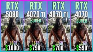 RTX 5080 vs RTX 4070 TI SUPER vs RTX 4070 TI vs RTX 4070 SUPER - Test in 25 Games