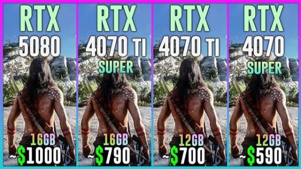 RTX 5080 vs RTX 4070 TI SUPER vs RTX 4070 TI vs RTX 4070 SUPER - Test in 25 Games