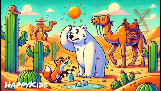 Белый медведь в пустыне