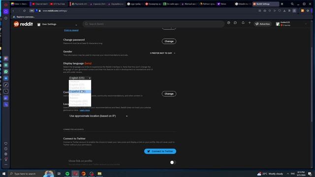 Как поменять язык в реддите ( Reddit )