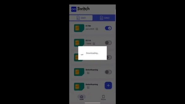 Switch eSIM by PlanB - мультисим адаптер из eSIM. Загрузка профиле