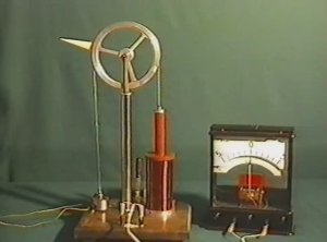 Физика. Опыты. Электричество и магнетизм. Электромагнитная индукция. Магнит на блоке