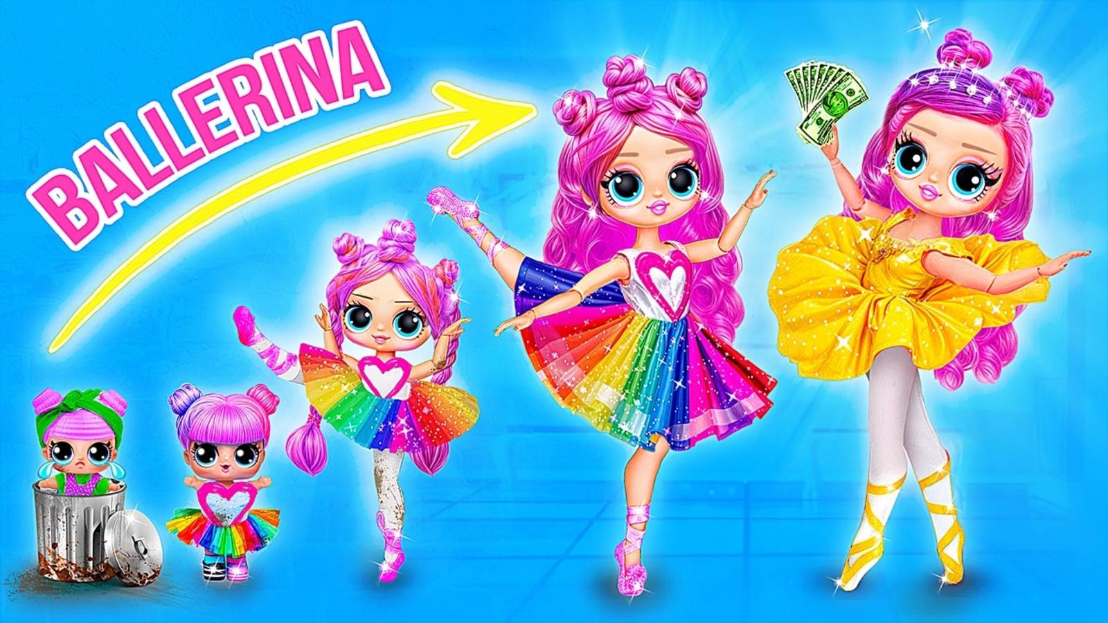 Балерина растет из Бедной в Богатую! Идеи для кукол ЛОЛ смотреть онлайн