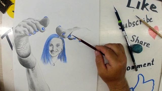 Blue girl - pencil drawing 4K time lapse смотреть онлайн