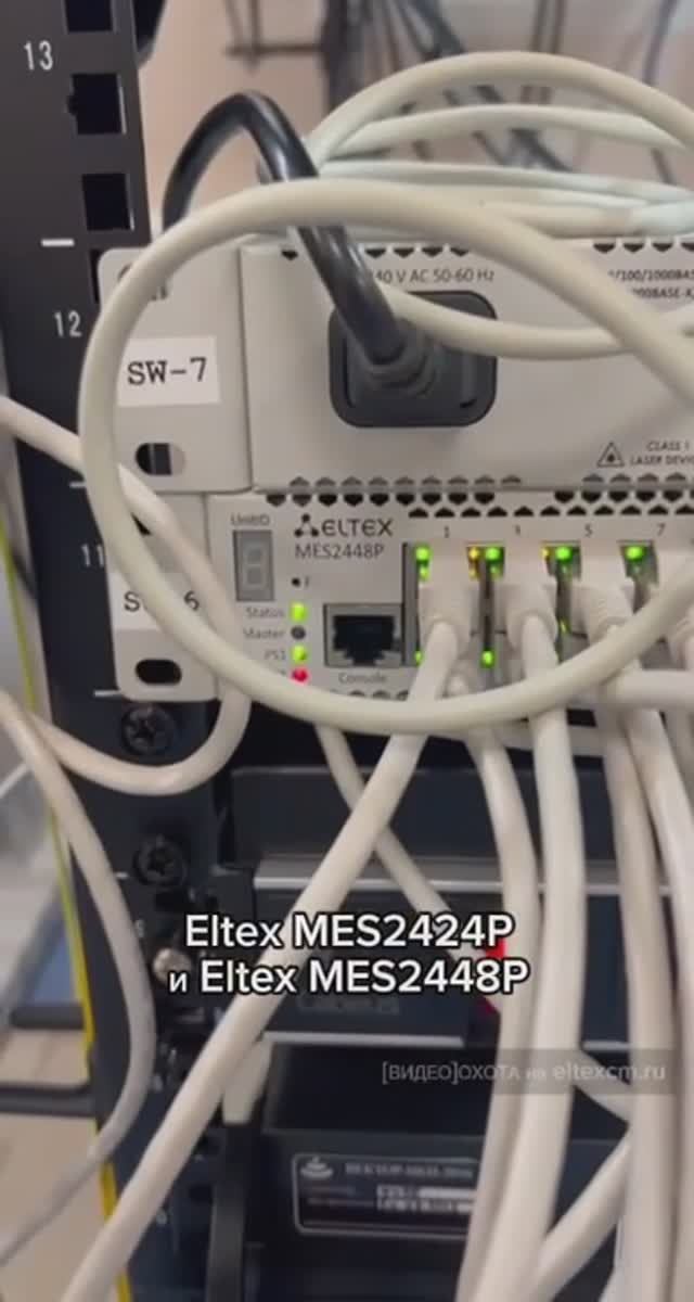 Стойка с оборудованием Eltex: MES2424P, MES2448P. Видео[Охота] на eltexcm.ru