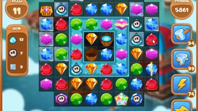 5861 уровень в игре Сокровища Пиратов. смотреть онлайн