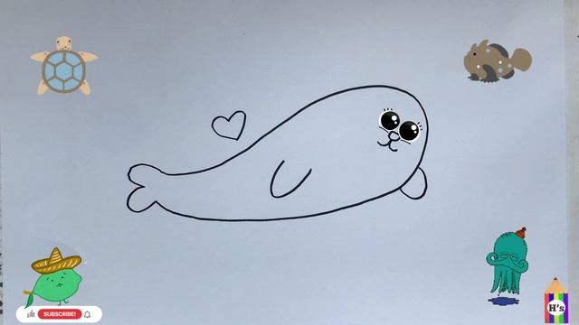 How To Draw a Cute Seal | рисунок печать для детей | Bolalar uchun muhr rasm c смотреть онлайн