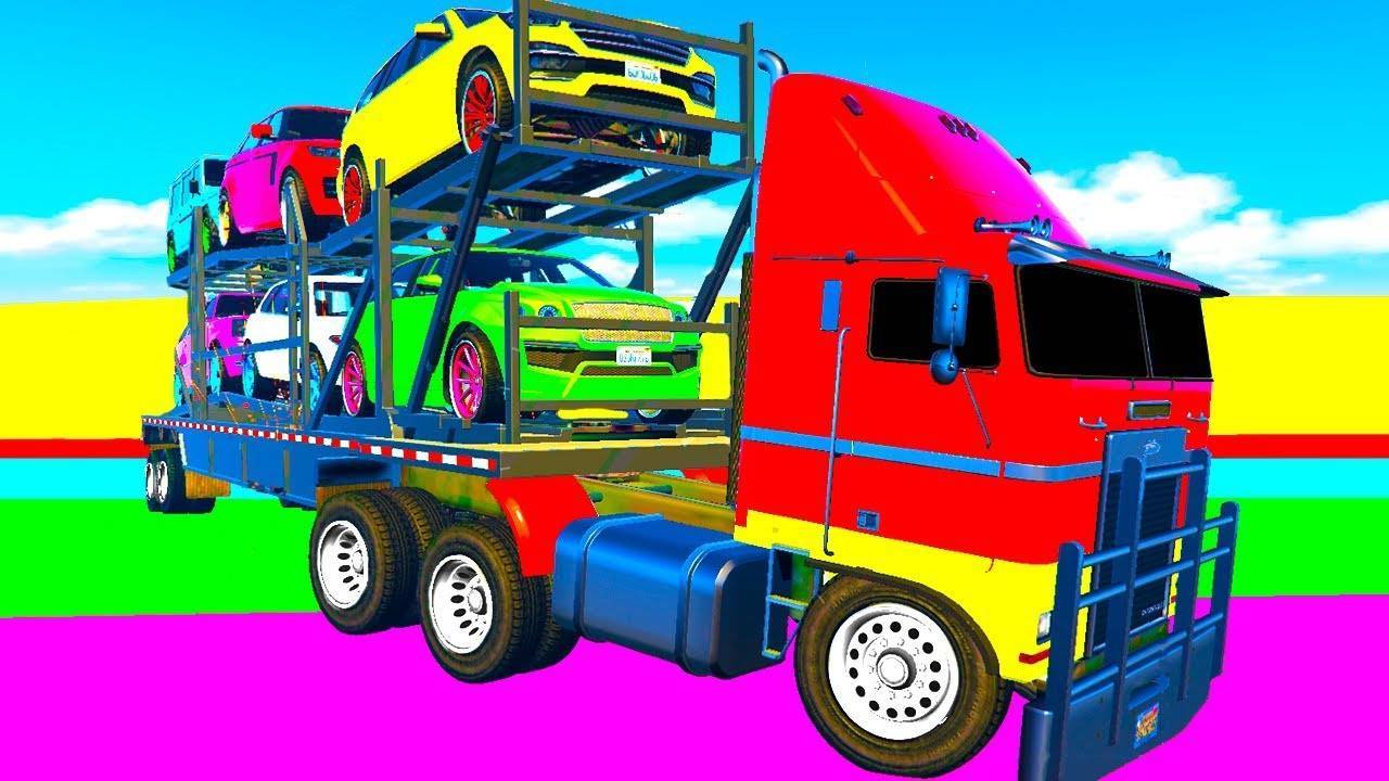 Цветные машинки мультики для детей Большие Цветные Джипы для детей Развивающий мультик для детей