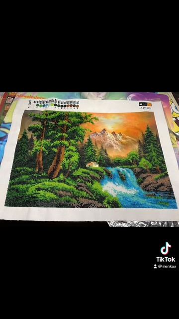 Водопад…горы…лес. Вышивка бисером смотреть онлайн