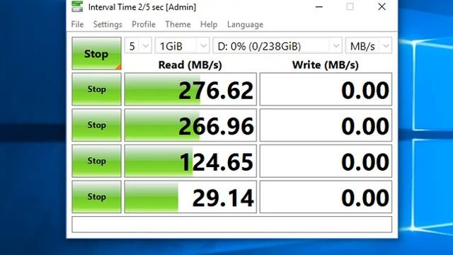 Проверка SSD ACOS 256Гб программой Crystal Disk Mark смотреть онлайн