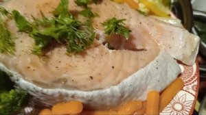 Стейк с лососем и овощами на пару💖💖💖