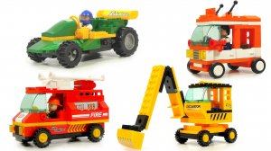 Собираем городской транспорт и экскаватор из лего -   Sluban  М38-B0172, М38-B0173, М38-B0176,