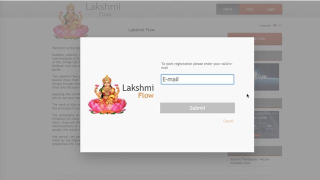 Регистрация в Lakshmi Flow