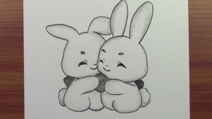 Как легко нарисовать милых двух кроликов карандашом. Лёгкие и милые идеи для рисования карандашом