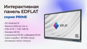 Интерактивная панель EDFLAT серии PRIME - обзор главных особенностей модели