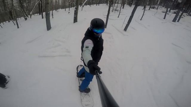Полторы минуты Дивногорского леса. Сноуборд. Снег. смотреть онлайн