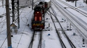 Тепловозы ТЭМ7А-0413 и ТЭМ7А-0414. Двойная тяга.