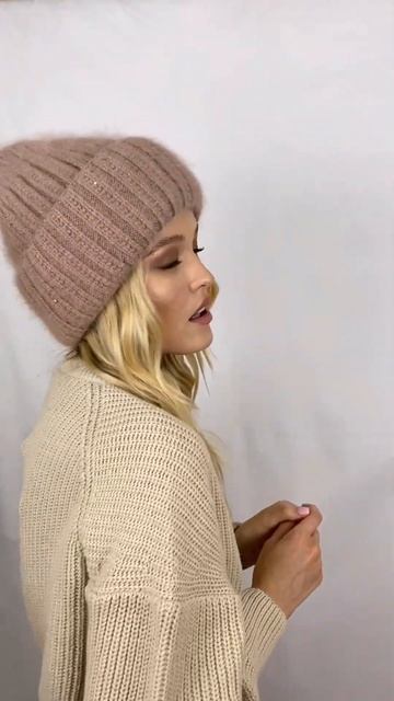 Шапка с пайетками, с отворотом (Арт. 2109217Ф1 М6 КОФЕ) смотреть онлайн