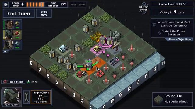 Into the Breach. Three hook mech. 2 islands. (Три меха с крюком. 2 острова)