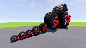 Big and small monowheels with Iron Man vs train | BeamNG.Drive