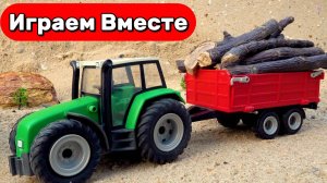 Машинки мультики ! 🚜 Трактор везёт стройматериалы и чинит колёса! Весёлое видео для детей