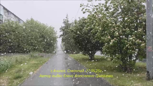 Снегопад в мае. г.Ачинск. 27.05.25г. Автор видео Елена Цыганова. смотреть онлайн