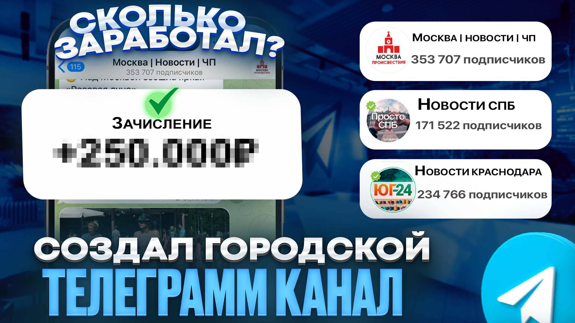 Создал Городской ТЕЛЕГРАМ КАНАЛ - Заработок В Интернете 2025 Сколько Заработал