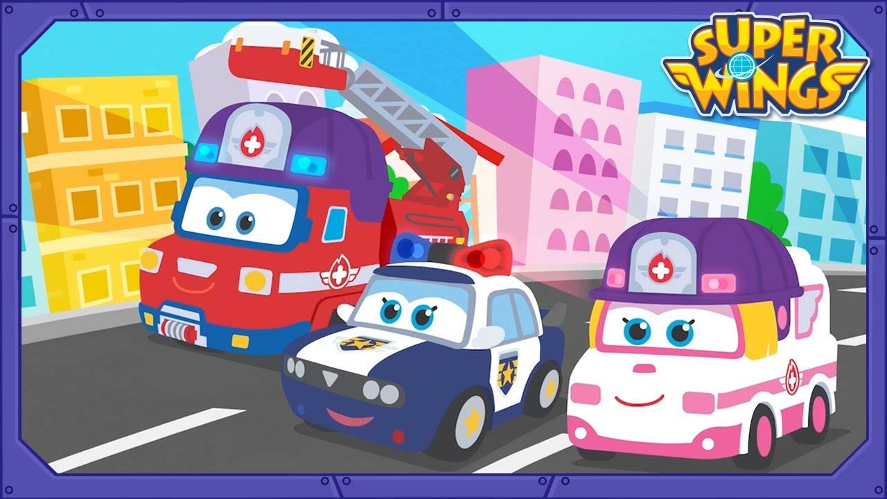 Мультик суперкрылья! Полицейская машинка, скорая помощь, пожарная машина, веселый мультик для детей смотреть онлайн